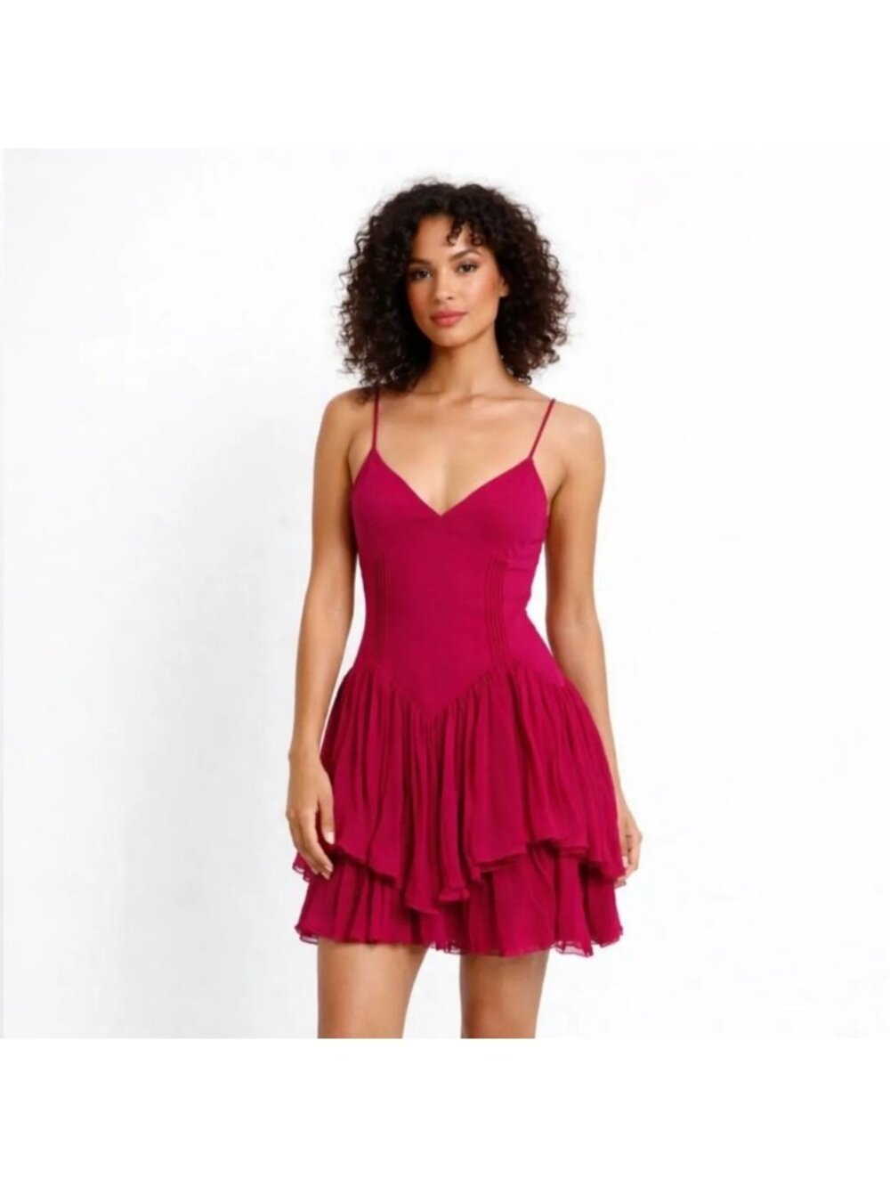 NWT Secret Mission Rasberry Ines Ruffle Mini Dress - Picture 17 of 17